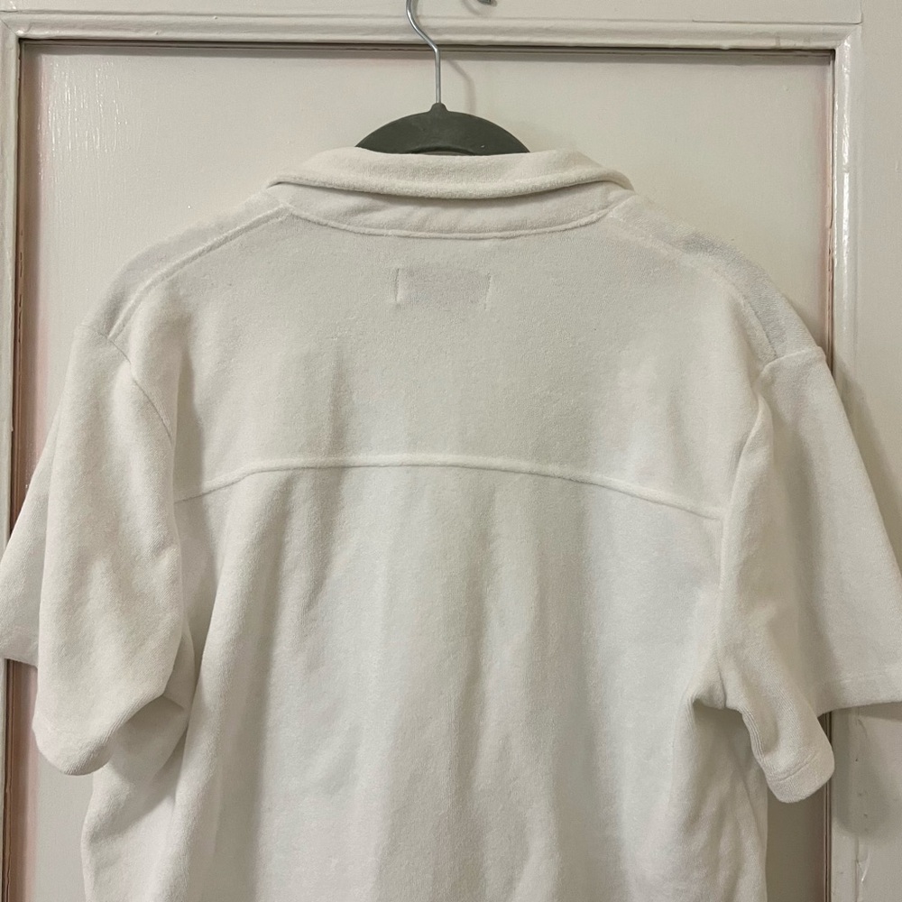 ARITZIA TNA Newcastle terry cloth short sleeve shirt button up v neck blouse top - Picture 7 of 9